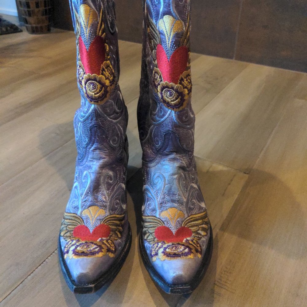 OLD GRINGO GRACE BOOTS VIOLET EMBROIDERED LEATHER 6.5B